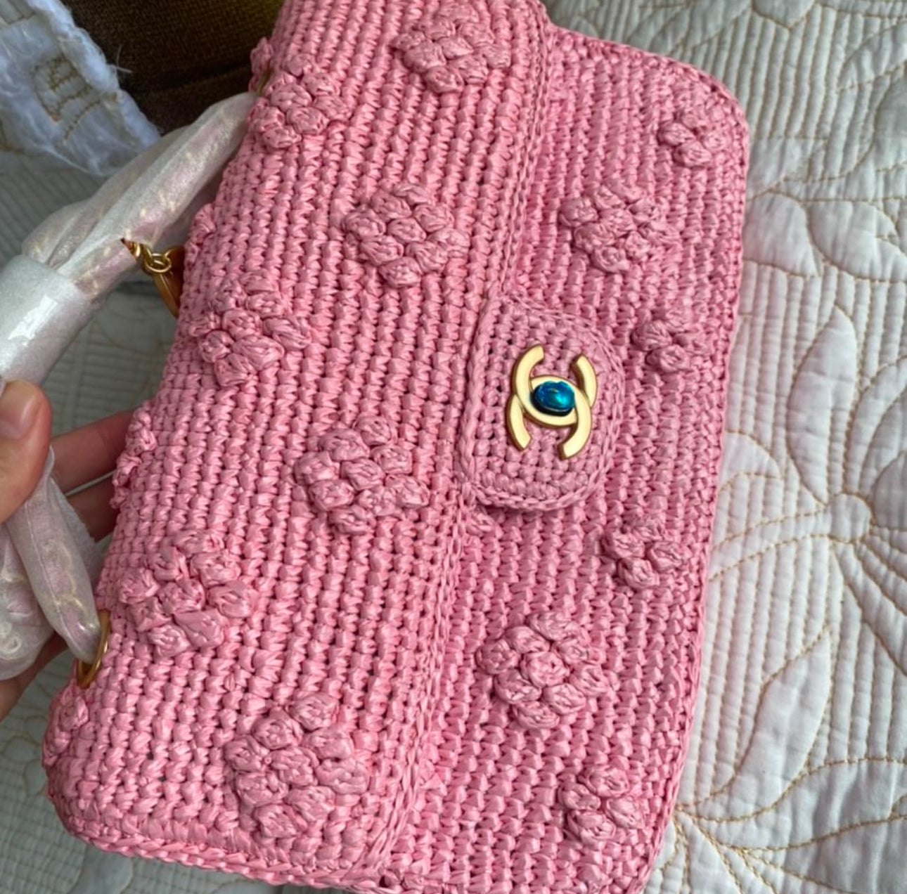 Coco Pink Raffia Bag