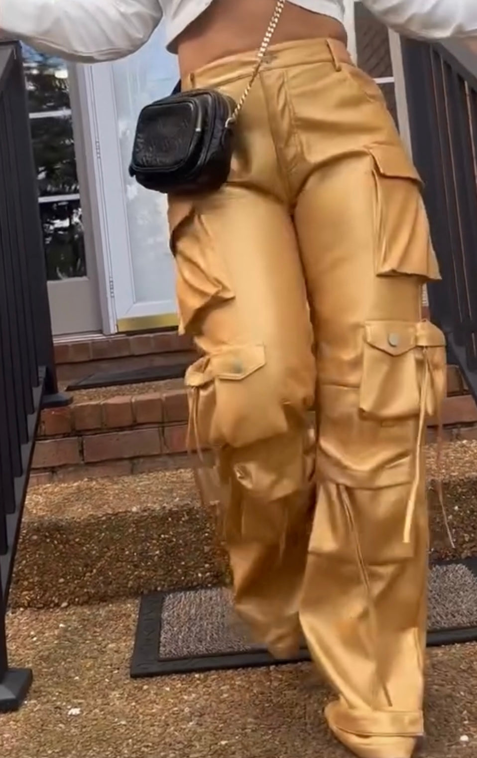 FAMOUS GOLD METALLIC CARGO PANTS