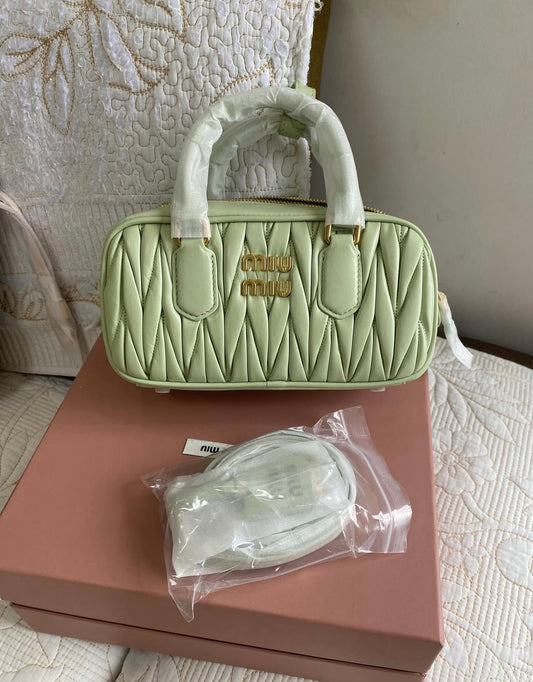 Green | Arcadie Matelassé Nappa Leather Top Handle Bag