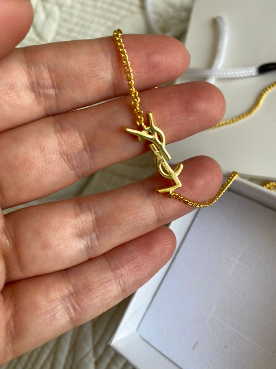 YSL LOGO Necklace & Bracelet Set