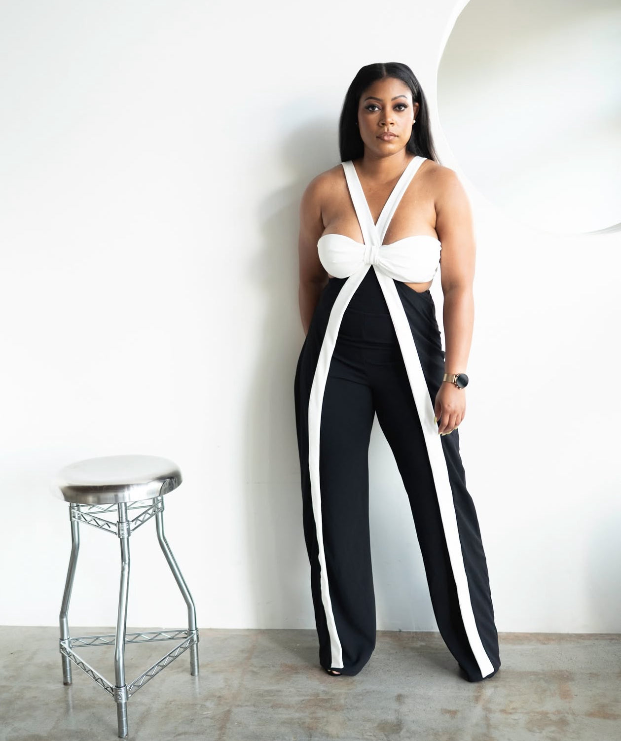 JUST IMAGINE | X Ribbon Open Jumpsuit