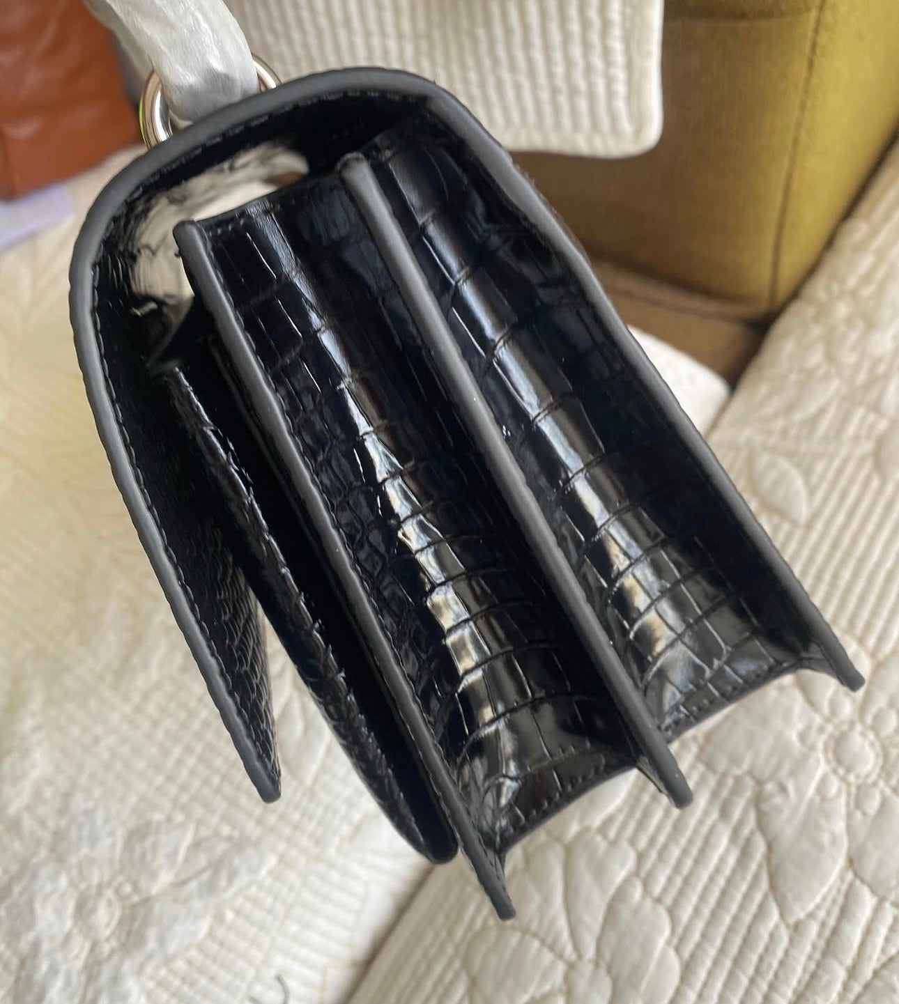 BLACK SUNSET CHAIN BAG | CROCODILE