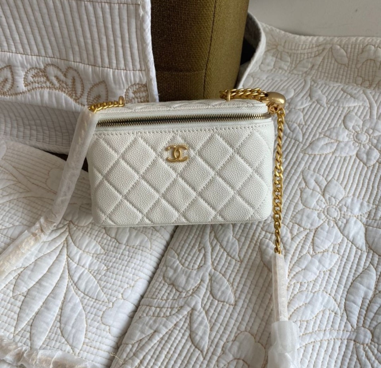 White Coco Lambskin Vanity Crossbody