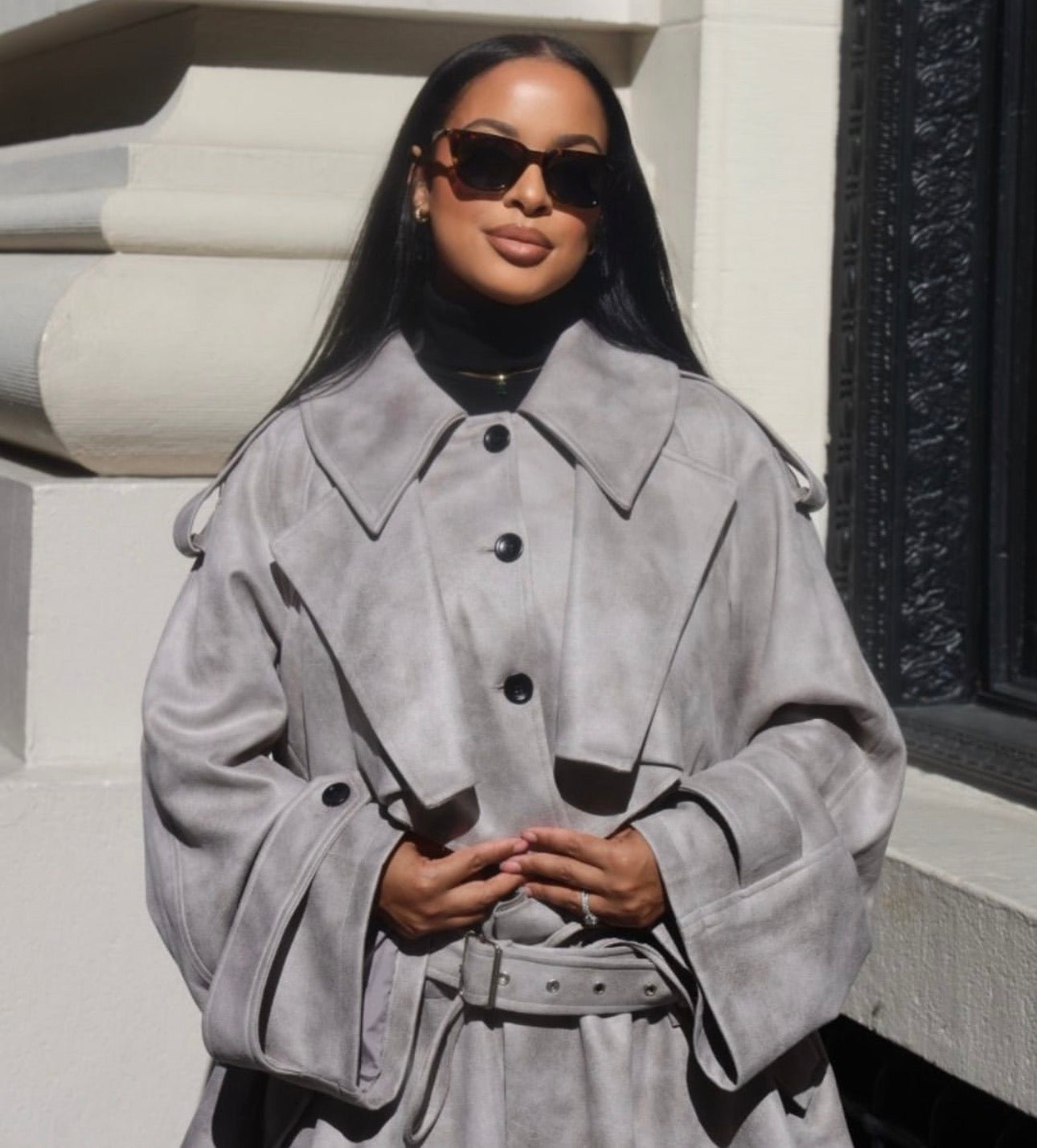 Out the Box Cropped Trench & Skirt Set Set