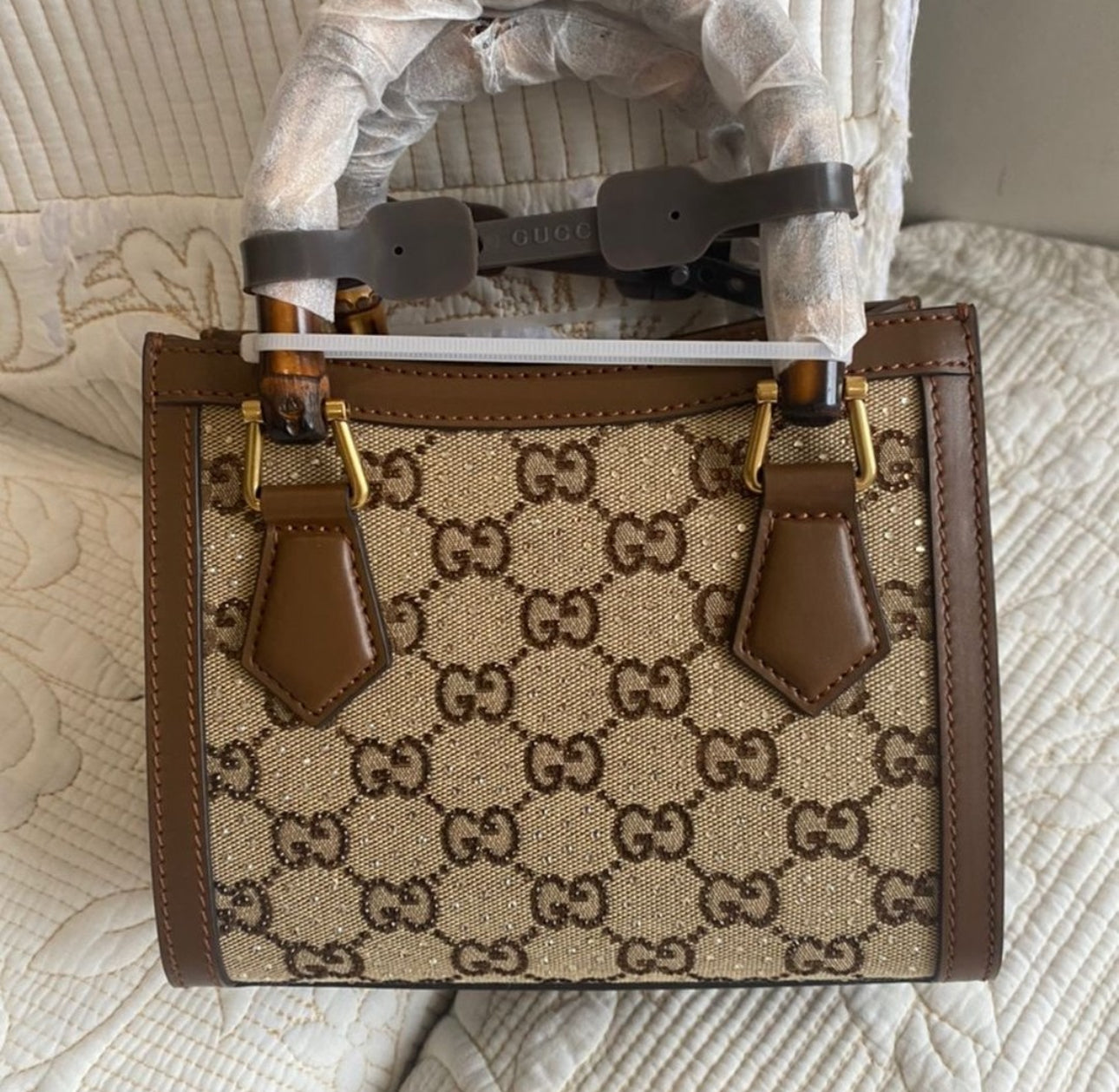 Diana Mini Tote Bag in camel and ebony canvas