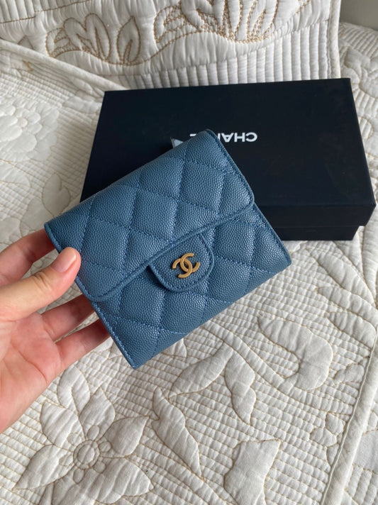 Portefeuille Compact Cavier Coco Bleu