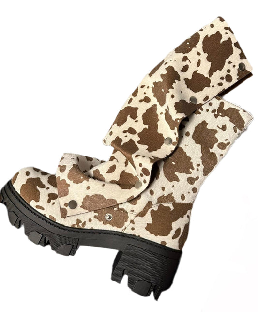 Cow Print Women’s Slouchy Mid-Calf Boot
