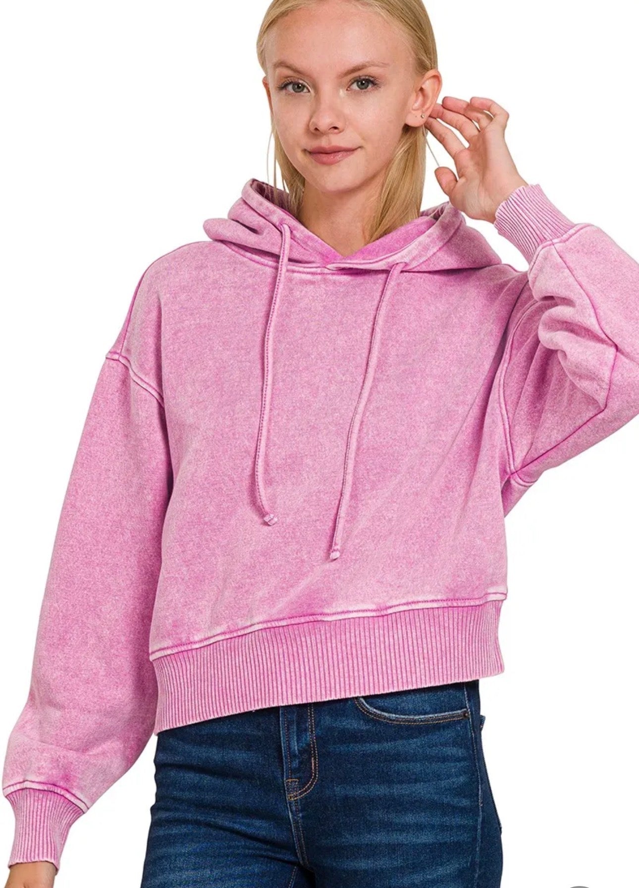 PINK WASH HOODIE SZ MEDIUM