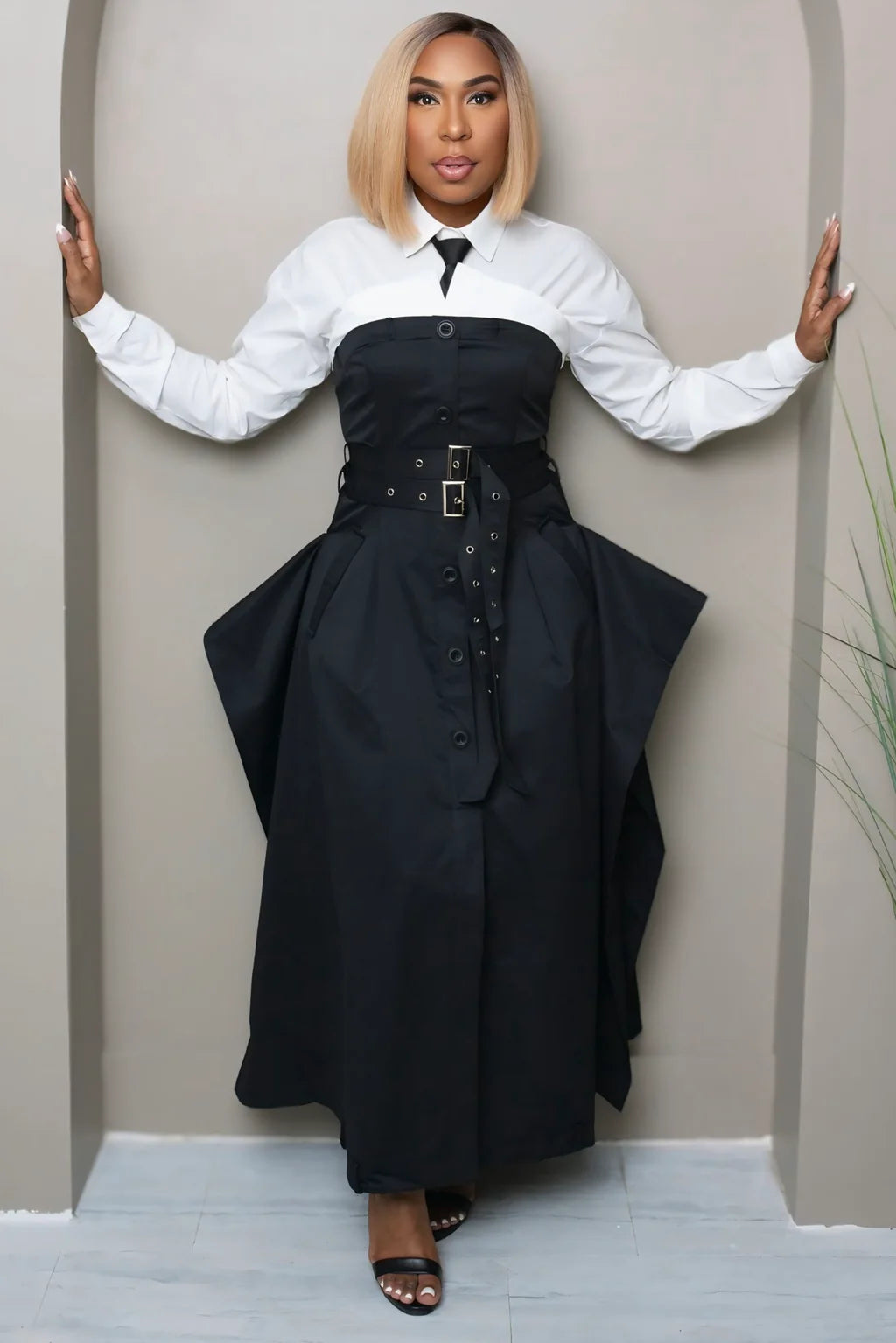 Black Chic Reinvented Trench Maxi Dress |SMALL MED LARGE