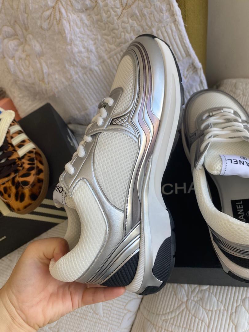 Silver Coco Logo Mesh Trainers