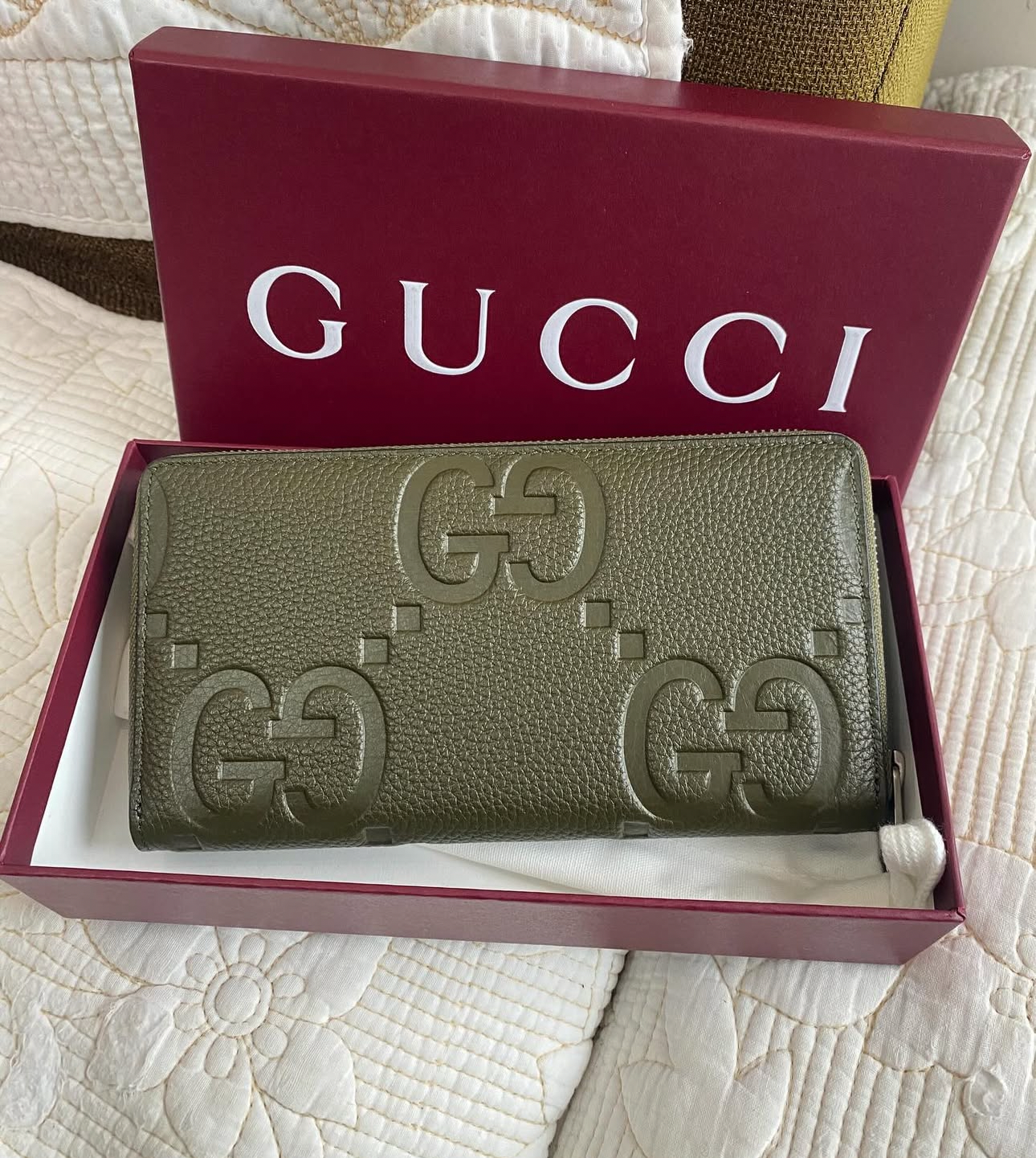 Dark Green Jumbo Zip Around Wallet