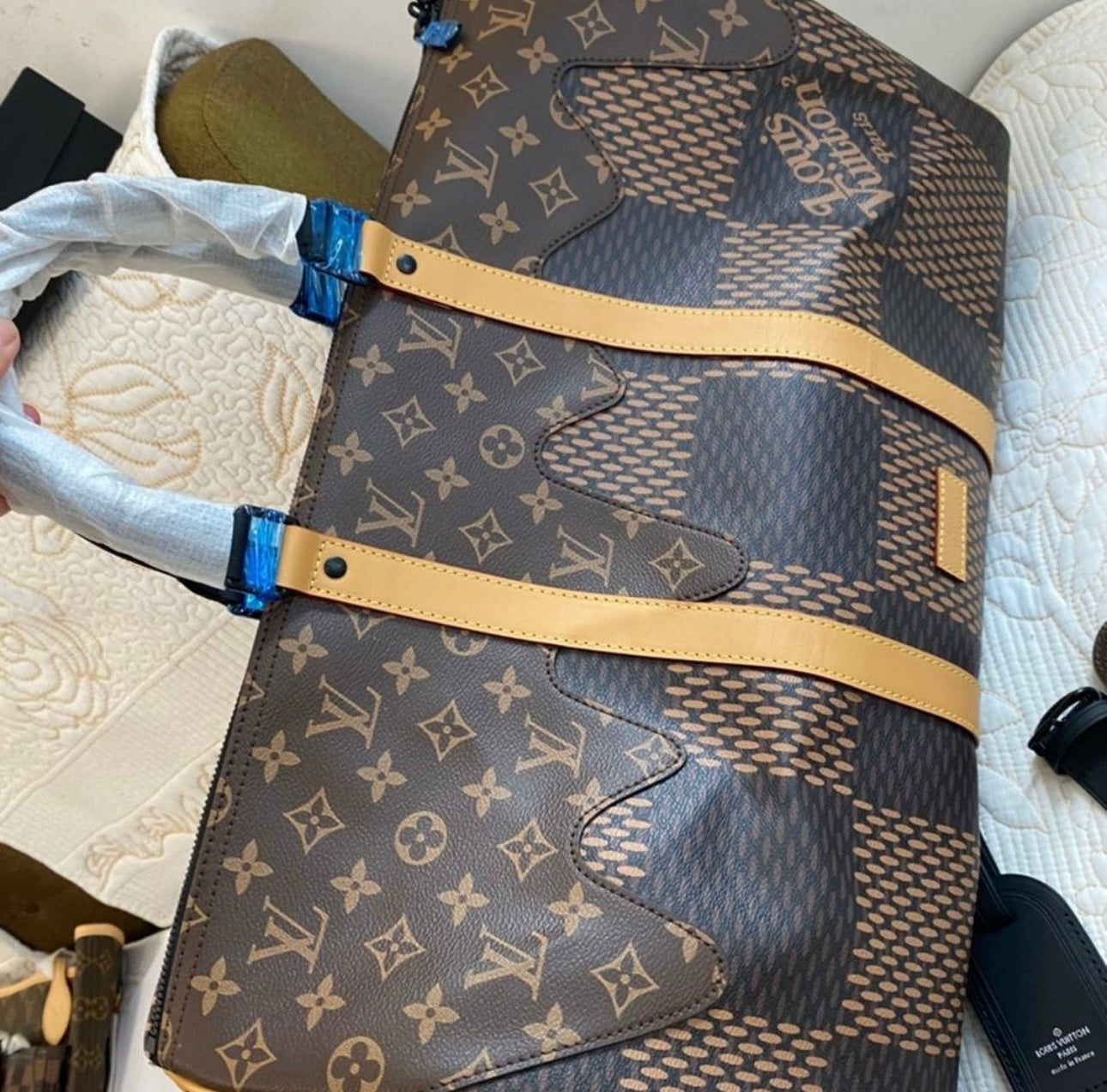 LV x Nigo Giant Damier Ebene Monogram Keepall 50