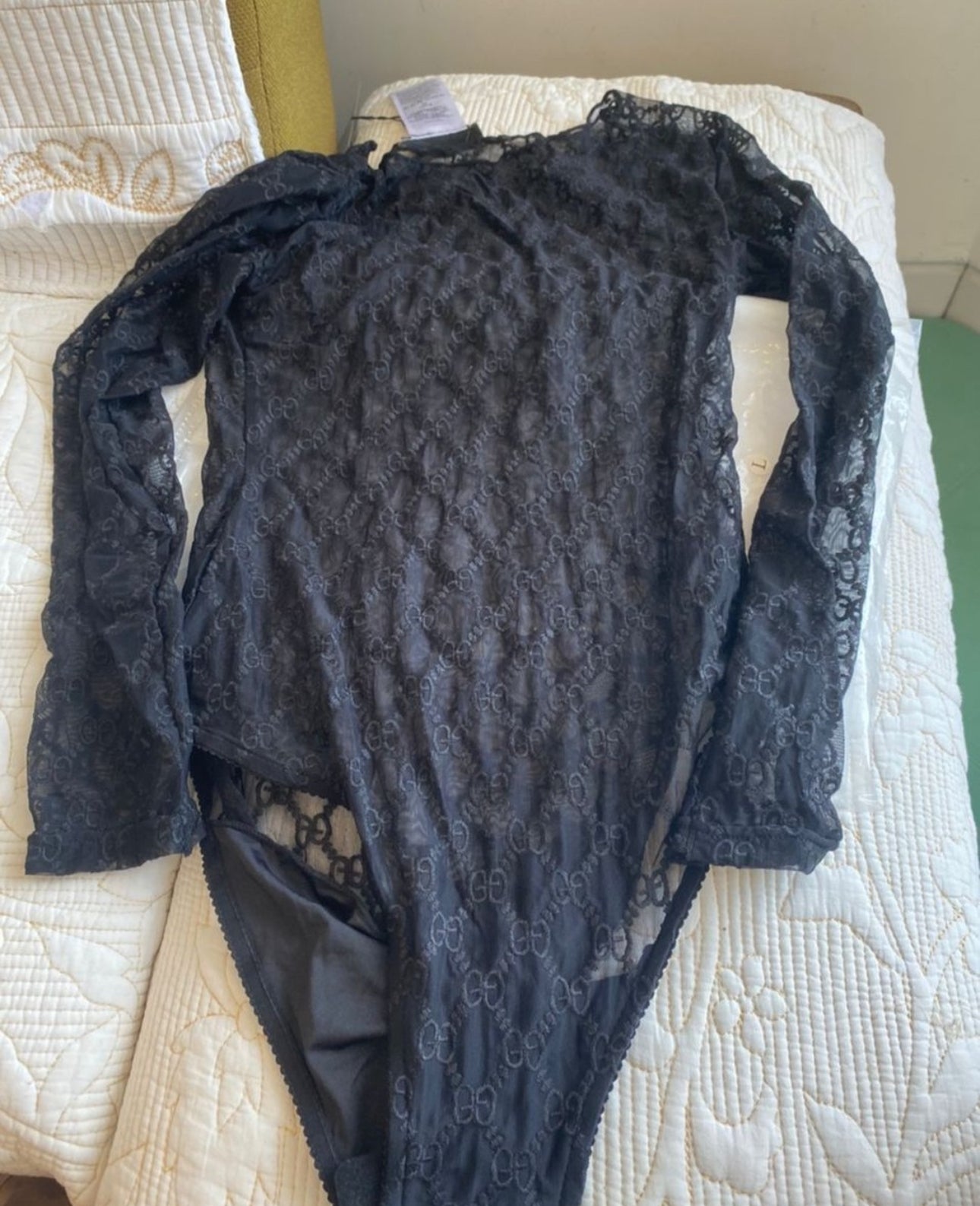 GG Embroidered Mesh Bodysuit