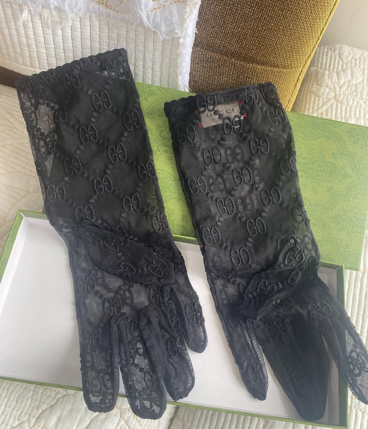 Guantes de tul con motivo GG