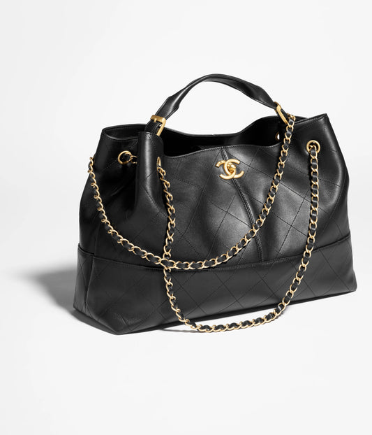 Coco SHOPPING BAG Calfskin & Gold-Tone Metal  Black