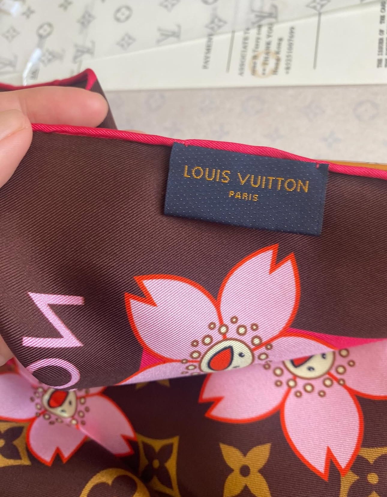 LV X TM Monogram Cherry Blossom Scarf