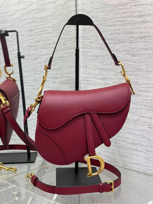 Red w/ Gold Hardware CD Saddle Bag (Long Strap)