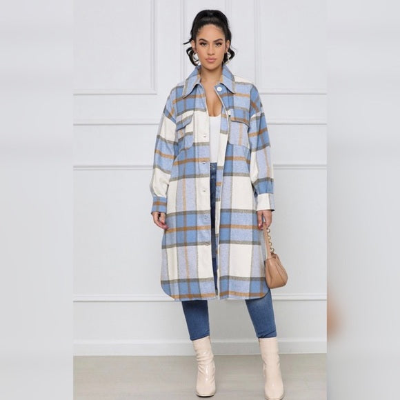 Plaid Buttoned Shacket Coat | 3 COLORS