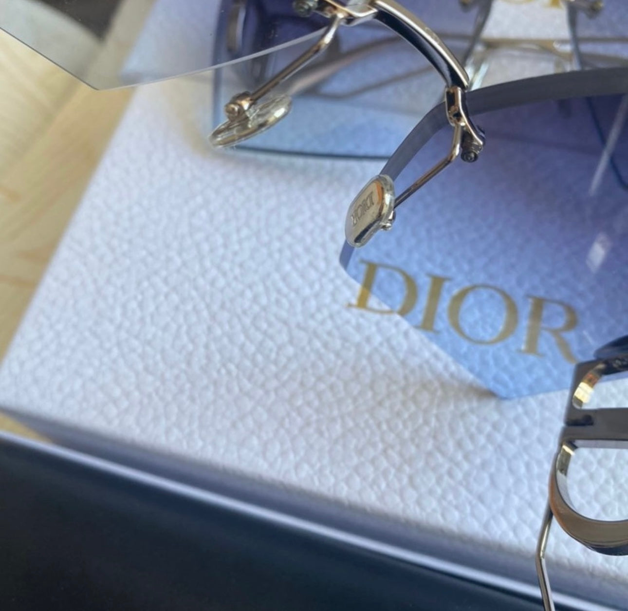 BLUE SILVER FRAME DIOR MONTAIGNE SUNGLASSES