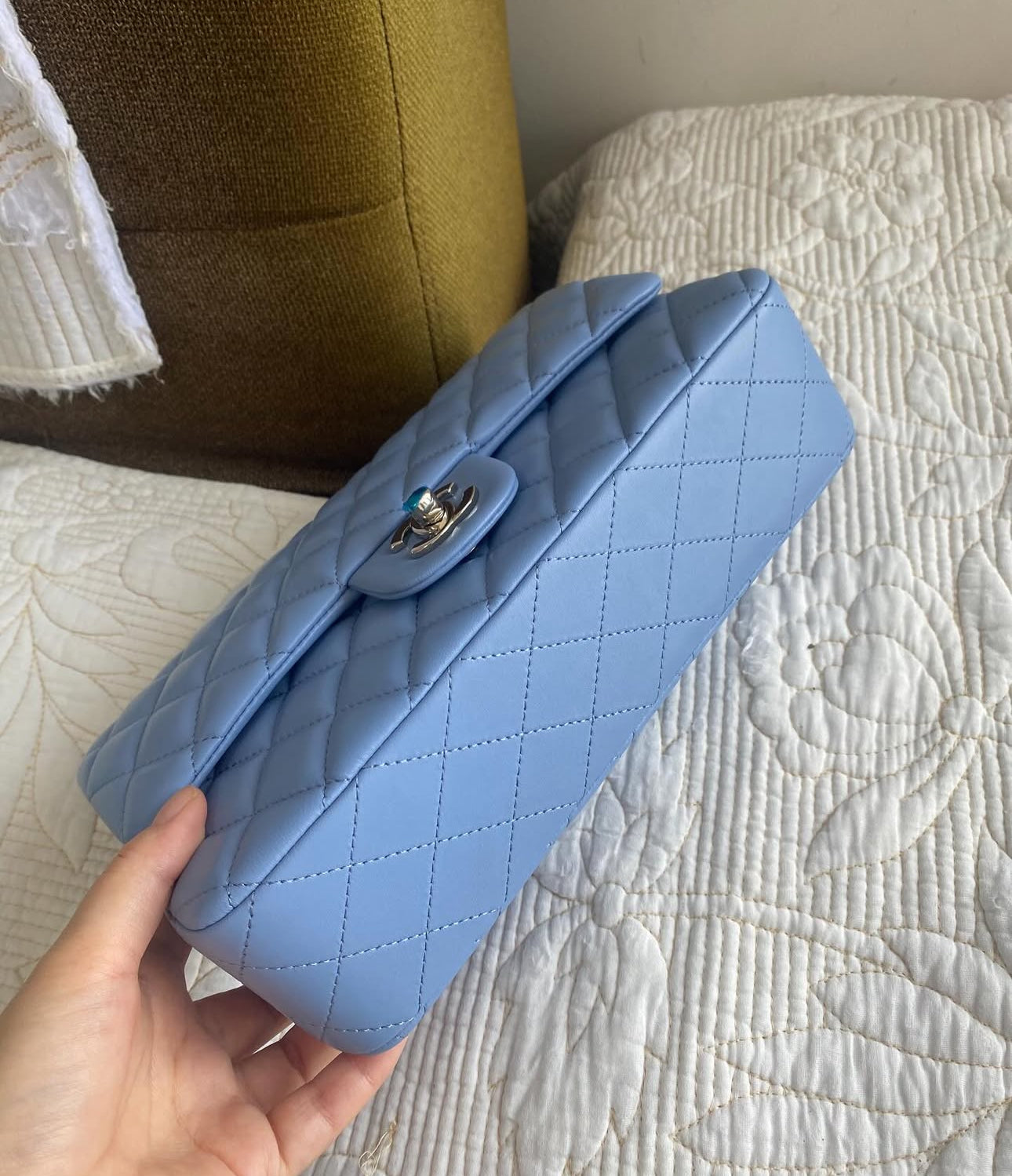 Coco Blue Lambskin Double Flap Bag