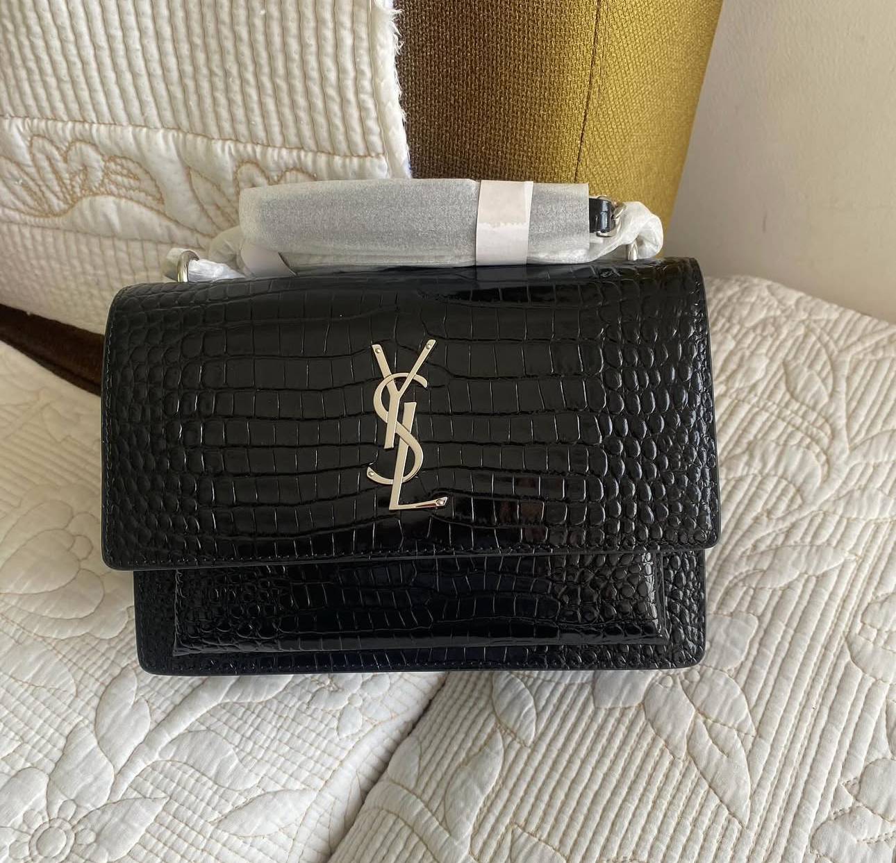 BLACK SUNSET CHAIN BAG | CROCODILE