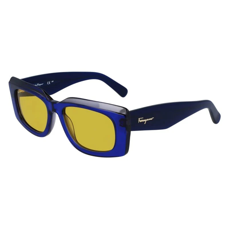 Blue Frame Yellow Lens Ferragamo Sunglasses