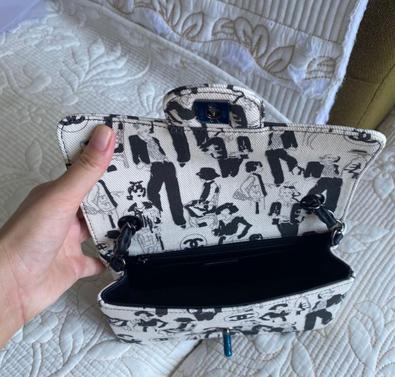 Coco Canvas Printed Medium Double Flap Bag