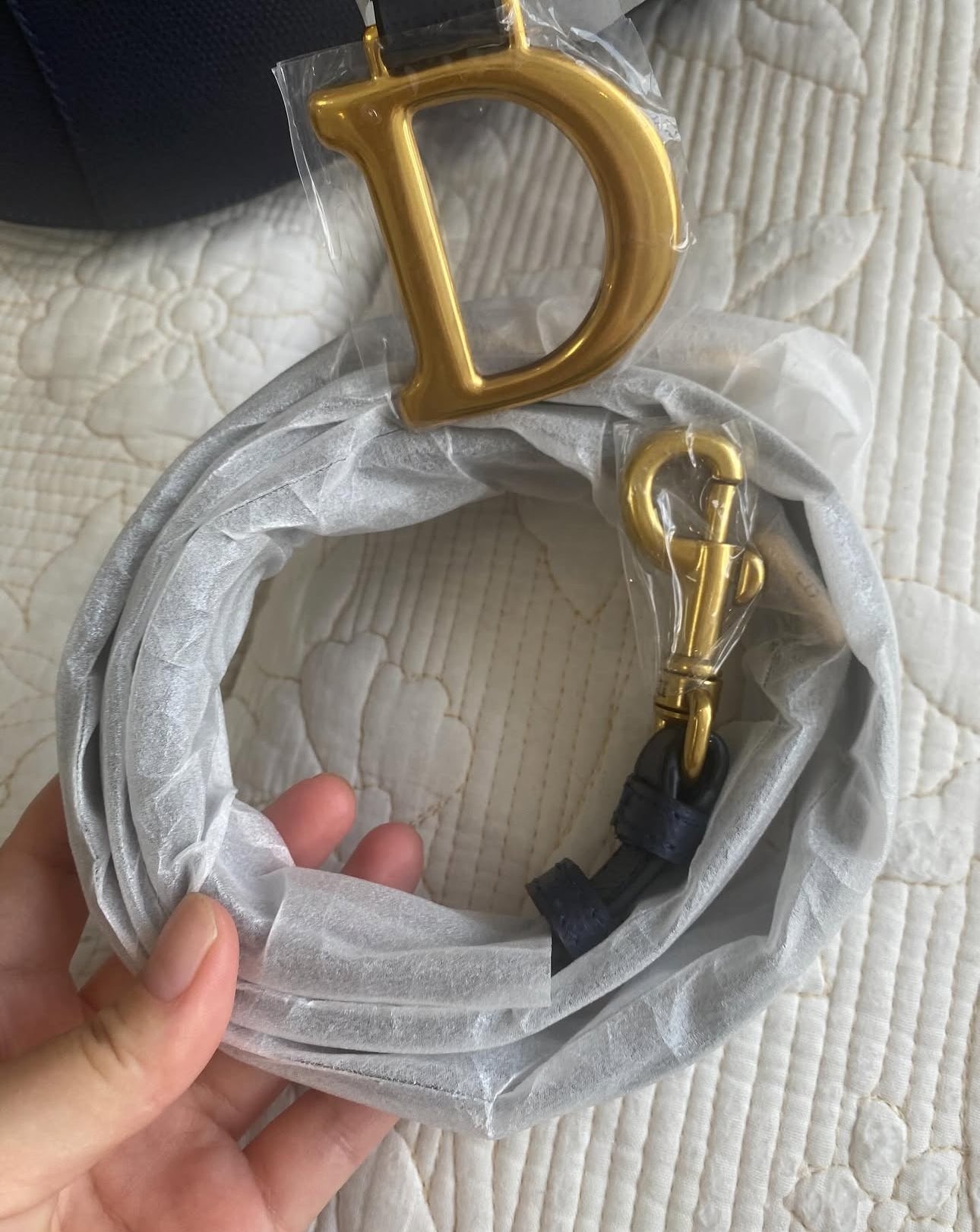 Navy w/ Gold Hardware CD Saddle Bag (Long Strap)