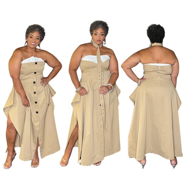 Chic Reinvented Trench Maxi Dress XL 1X 2X - 3 COLORS