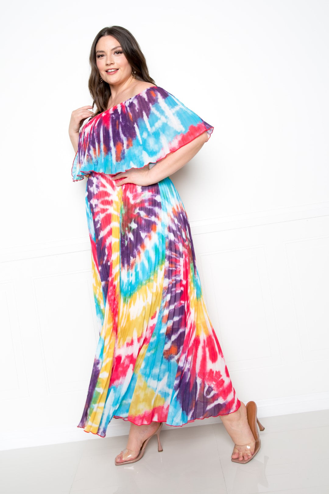 DYER NEED Off the Shoulder Pleated Maxi Dress | 2 COLORS