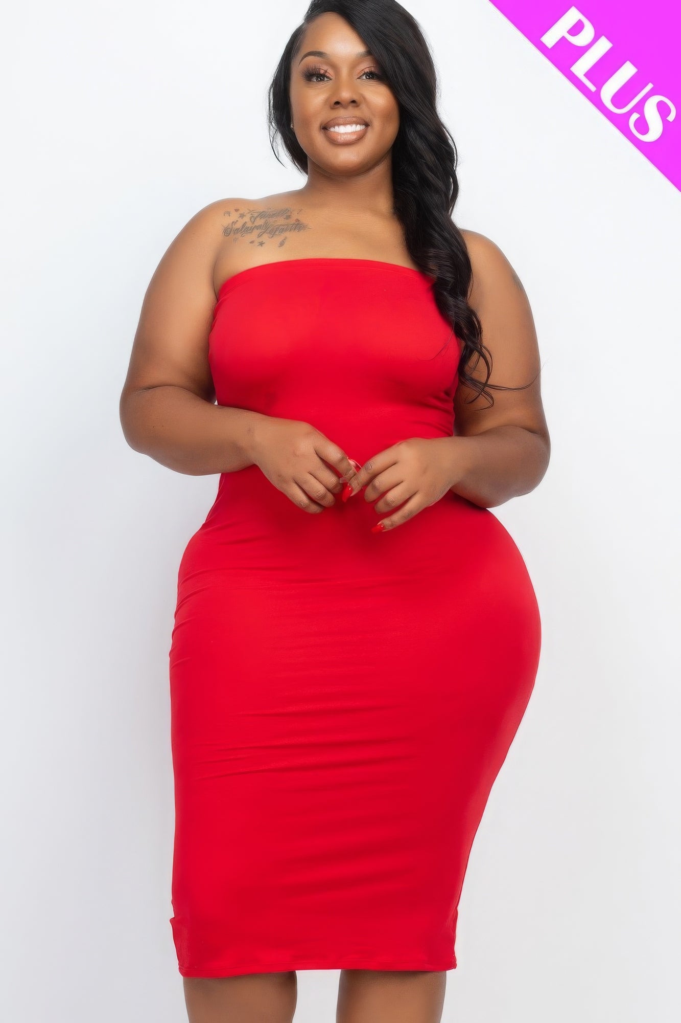 Plus Bodycon Tube Dress (10 Colors)