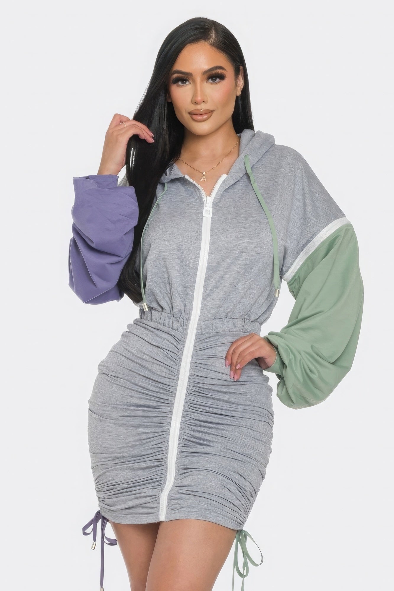 Detachable Sleeve Zipper Dress (2 COLORS)