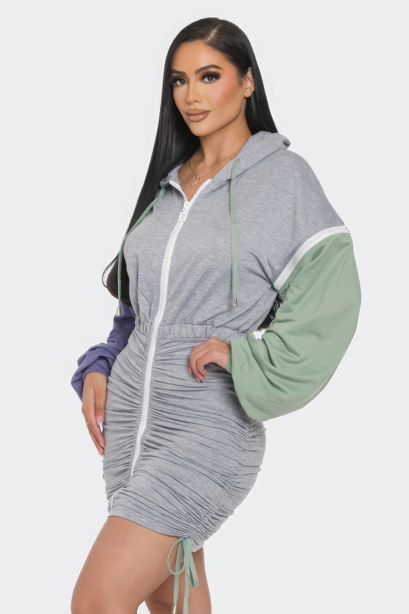 Detachable Sleeve Zipper Dress (2 COLORS)