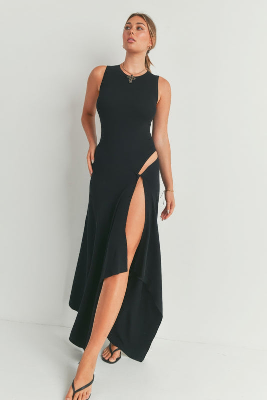 Illusion Maxi Dress With Slit