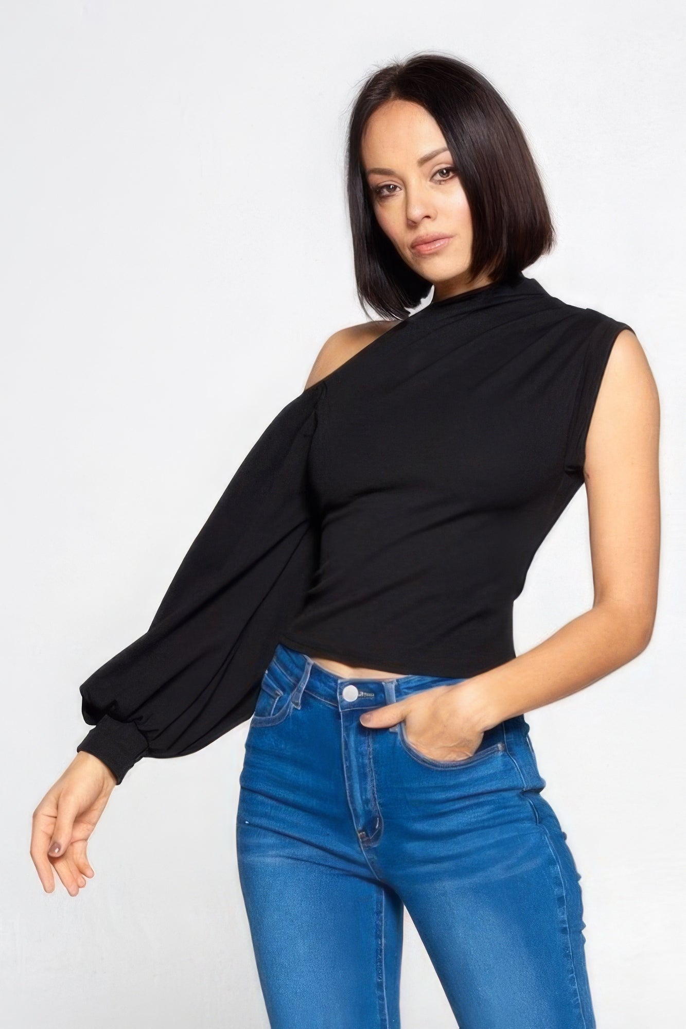 IN OR OUT One-shoulder Top