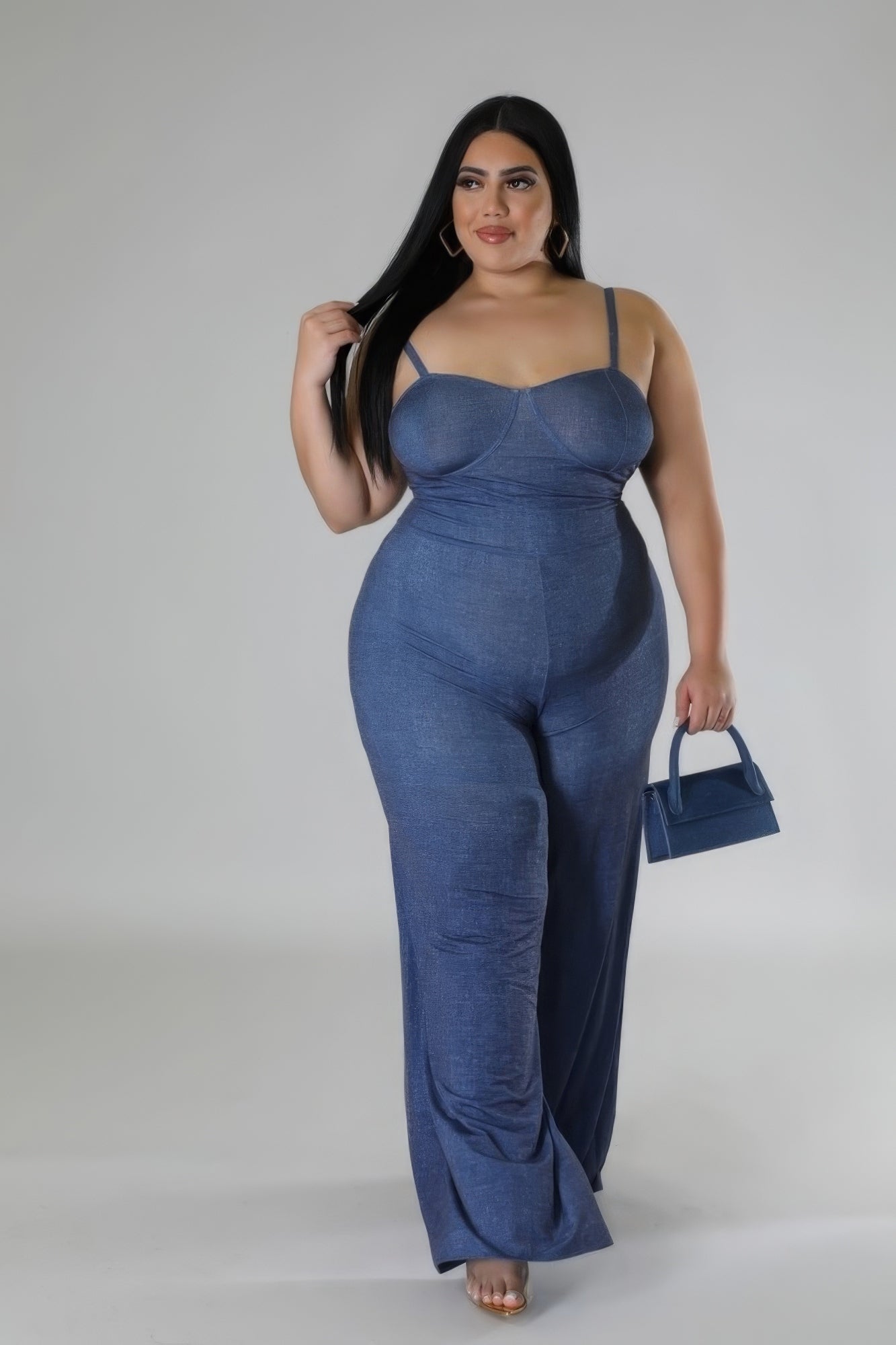 Denim City Slicker Wide Leg Stretch Jumpsuit