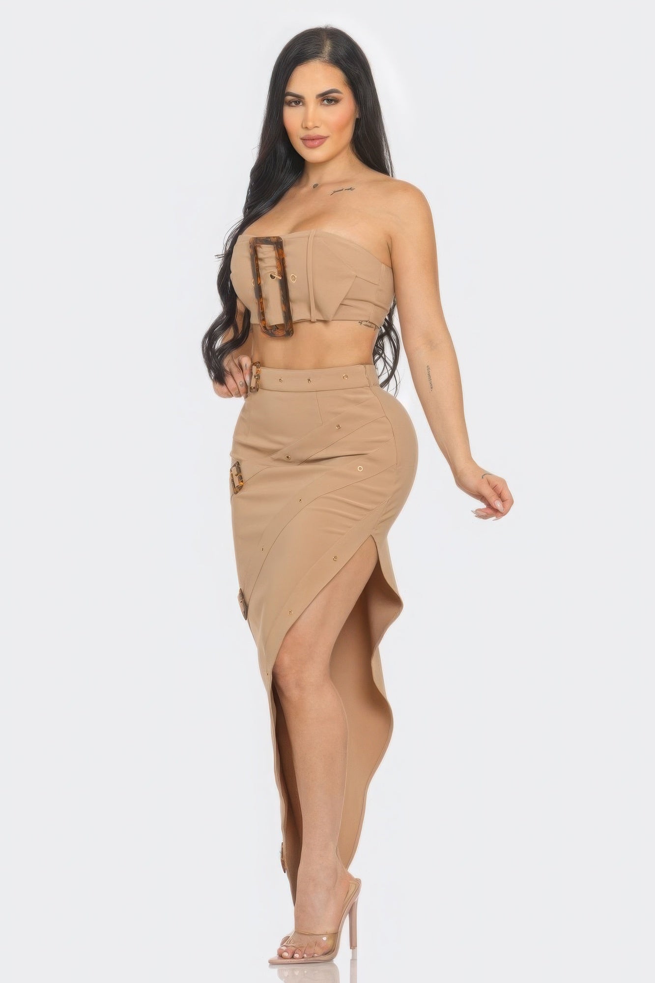Buckle Down | Belt Top And Skirt Set
