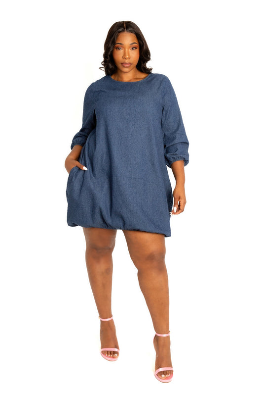 Denim Washed Bubble Dress