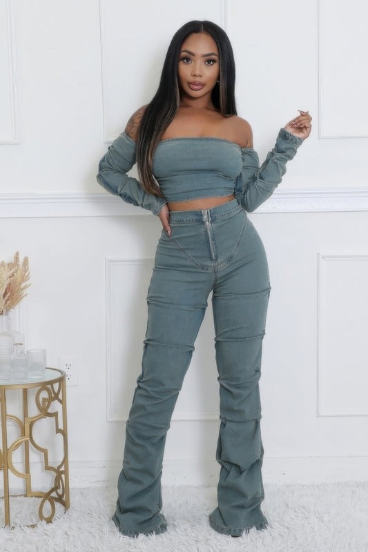 Fall In Line | Denim Pants Set