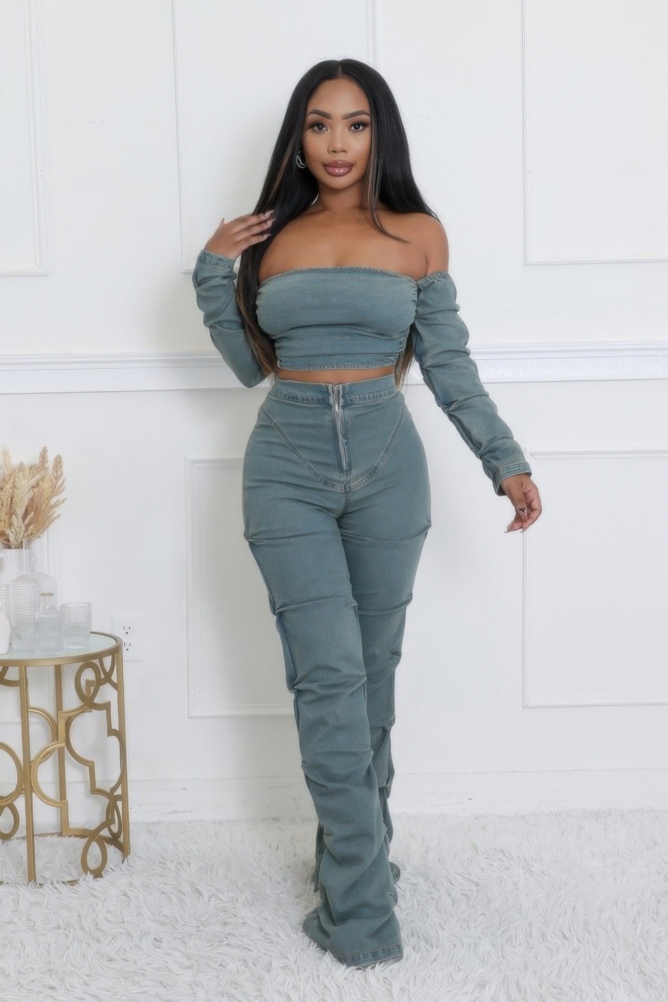 Fall In Line | Denim Pants Set
