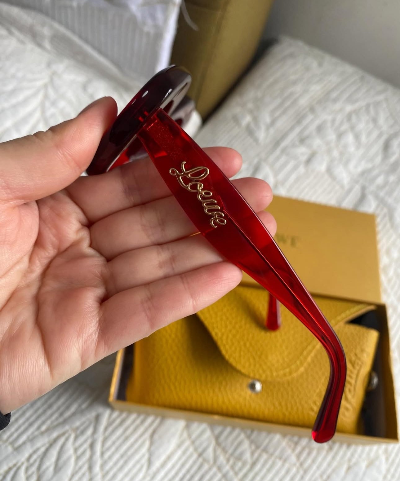 LOEWE Oversized round-frame acetate sunglasses | Red