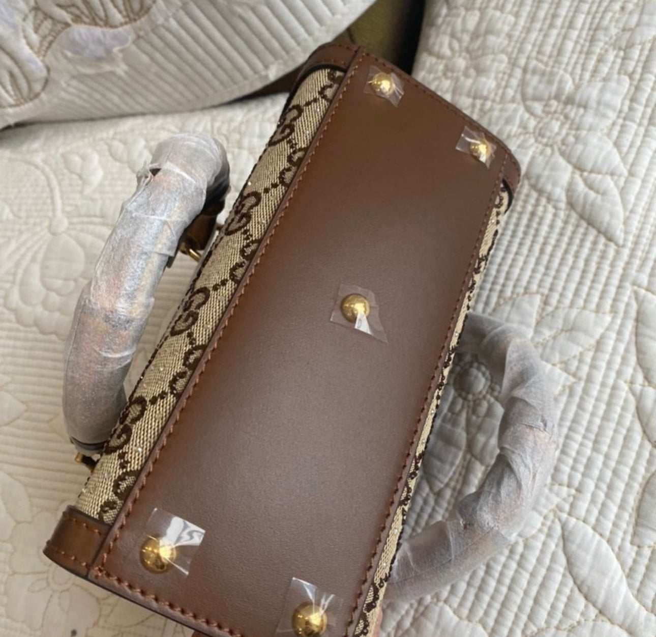 Diana Mini Tote Bag in camel and ebony canvas