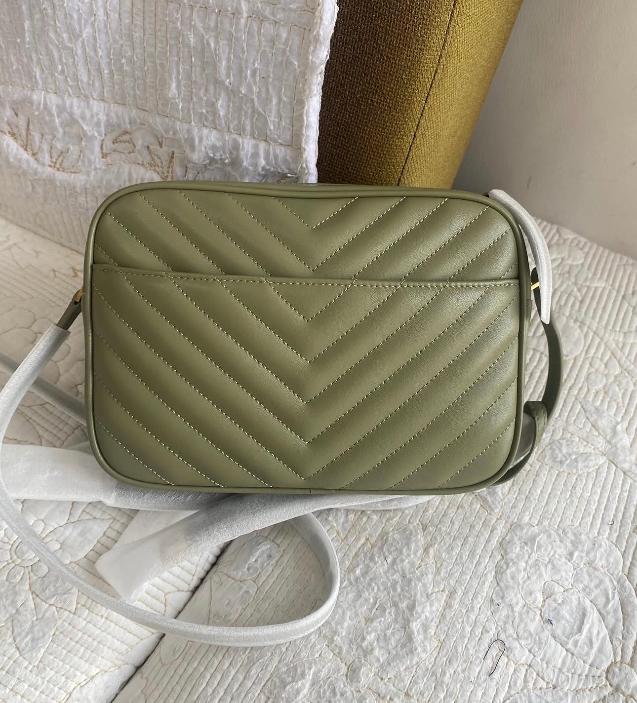 LOU CAMERA BAG IN QUILTED LEATHER | LIGHT SAGE