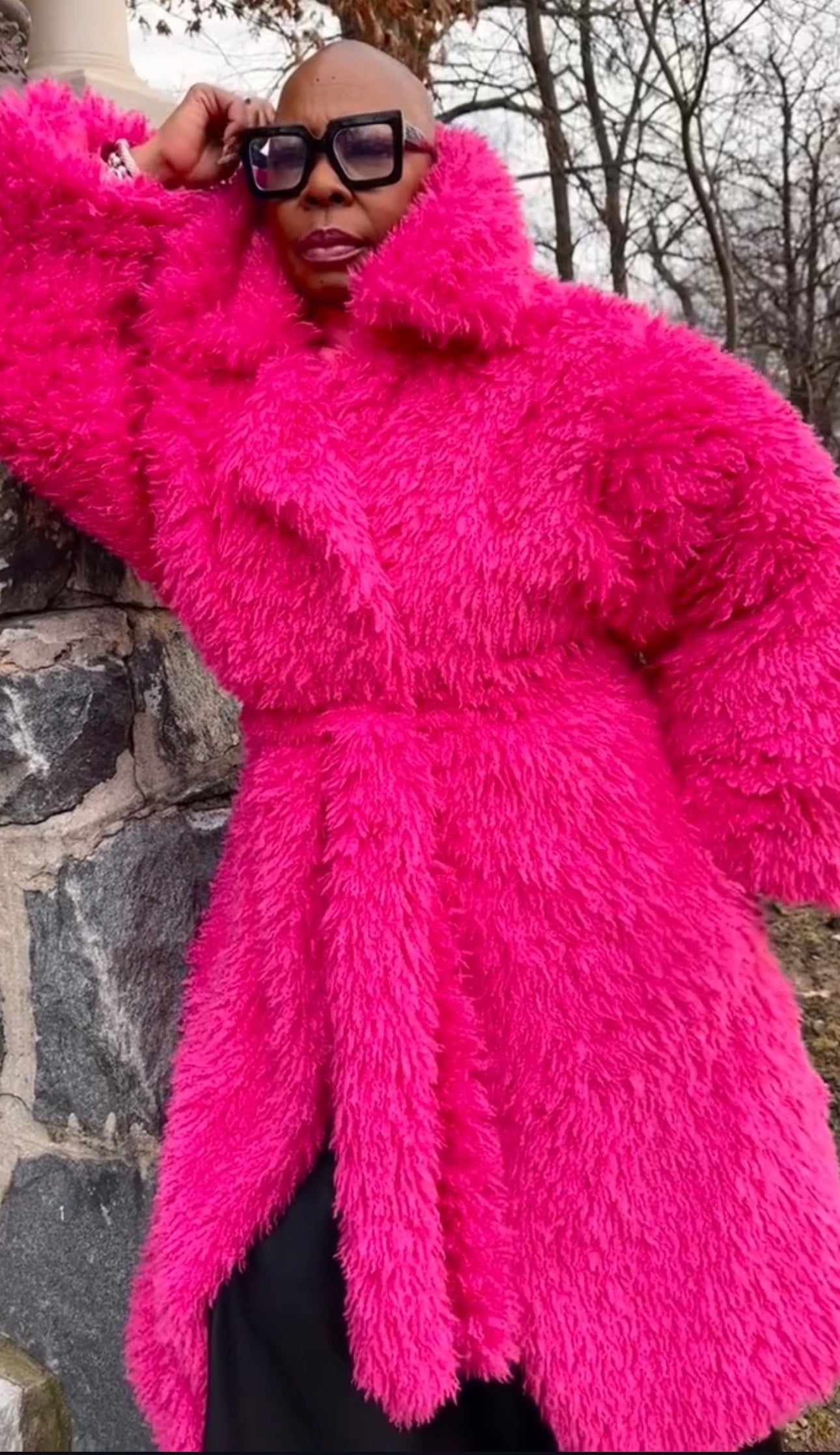 Bold Pink & Fuzzy Fur Winter Heavy Jackets