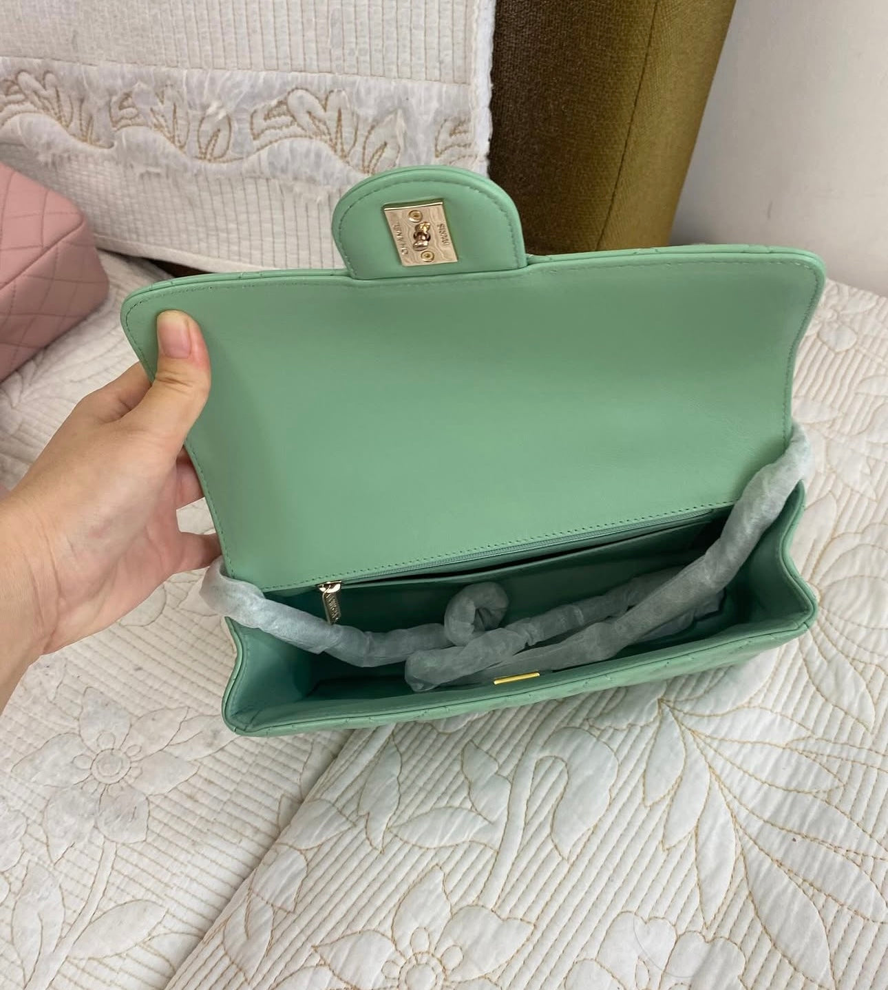 Coco MINI FLAP BAG WITH TOP HANDLE   Lambskin & Lacquered Metal