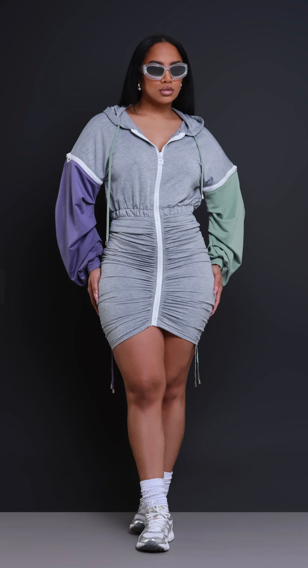 Detachable Sleeve Zipper Dress (2 COLORS)