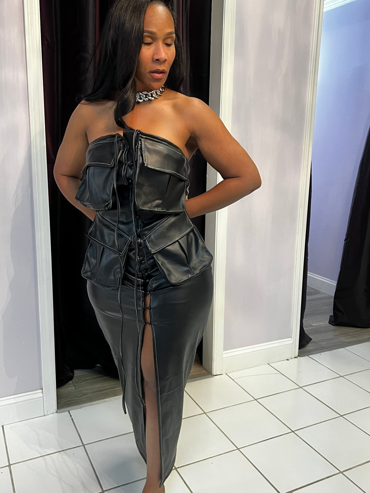 Leather Cargo Dress