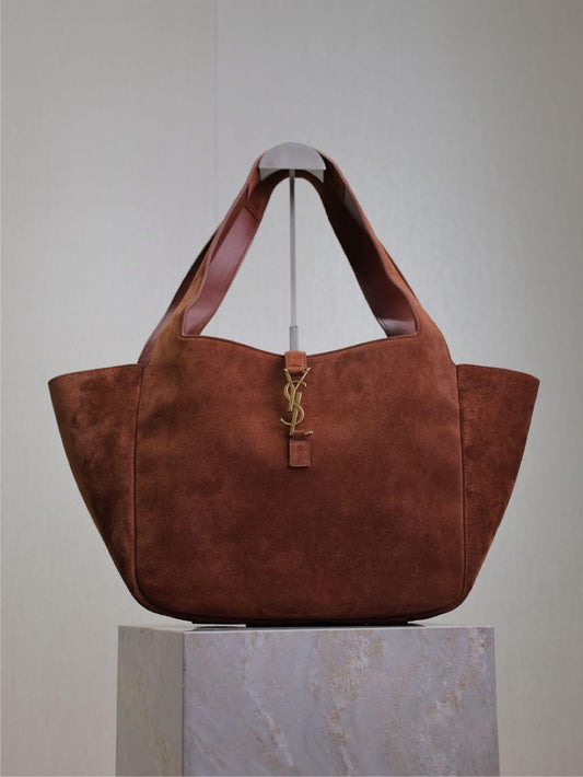 Bea Shoulder Tote Bag in suede| Caramel Cognac