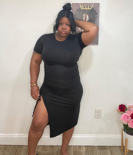 $20 MAXI | Black Thigh Midi Dress Sz 2X | ON SALE