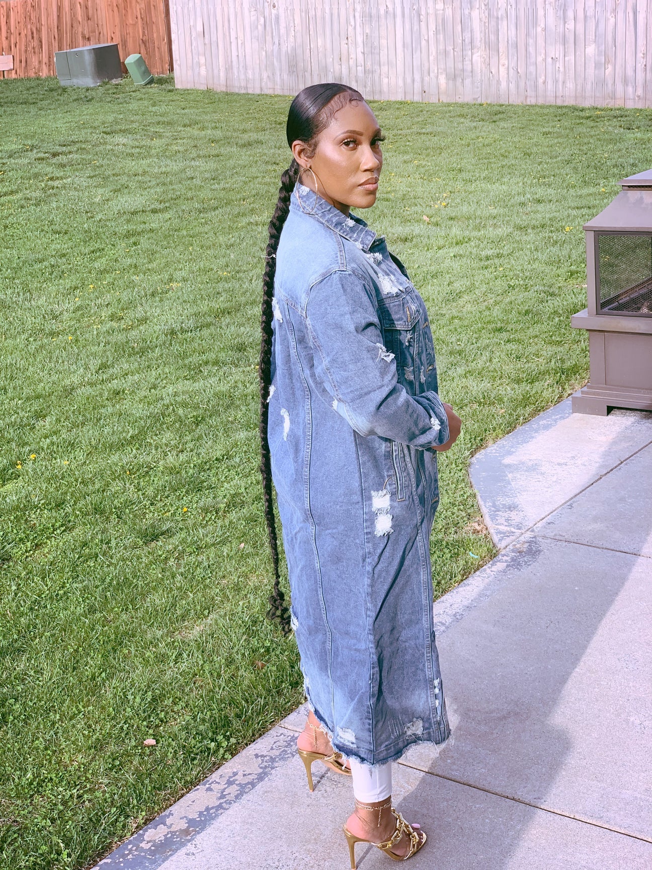 CHAQUETAS LARGAS DE DENIM DESGASTADAS LAVADA